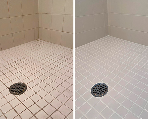 Before and After Image of Grout Cleaning in Fort Myers, FL.