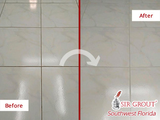 Before and After Tile Floor Grout Cleaning in Cape Coral, FL