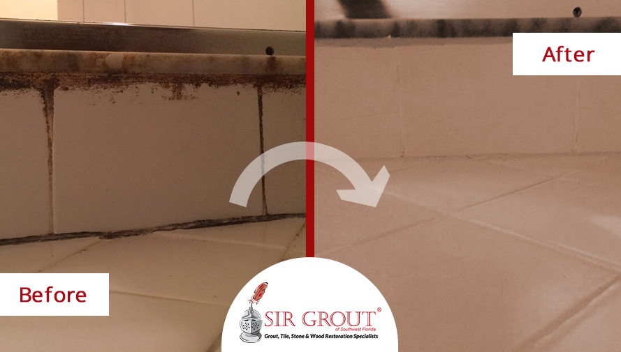Grout Recoloring Revitalizes Old Shower in Fort Myers Home