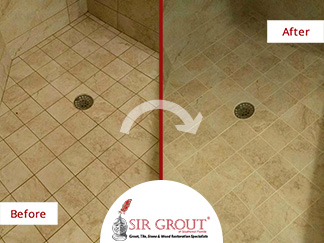 This Shower in Naples, FL Looks Bright and Refreshed After a Grout Recoloring Service