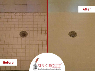 Before and After Picture of a Grout Cleaning Service In Naples, Florida