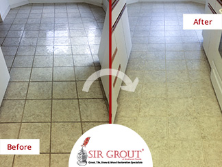 Before and After Picture of a Grout Sealing Service in Fort Myers, FL