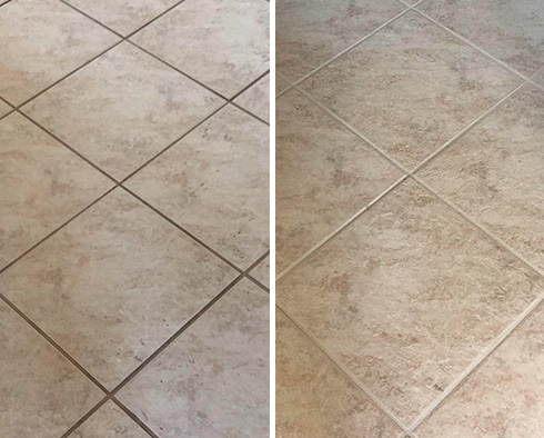 Floor Before and After a Grout Cleaning in Fort Myers, FL