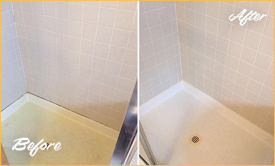 Before and After Picture of a Everglades City Shower Sealed to Remove and Protect Against Mold