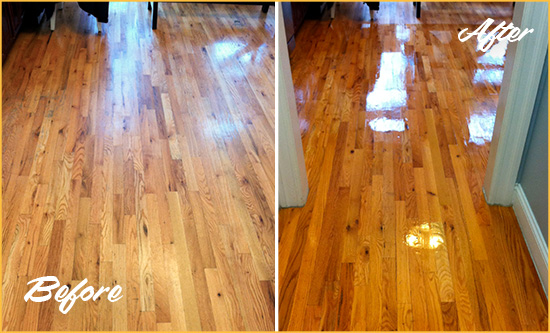 Before and After Picture of a Naples Wood Deep Cleaning Service on a Worn Out Hallway