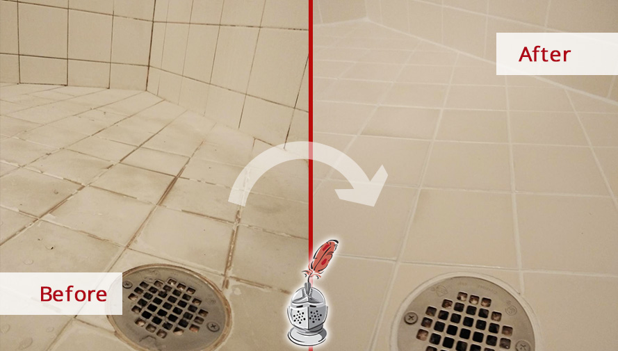 Image of a Shower Before and After of Our Hard Surface Restoration Services in Naples, FL