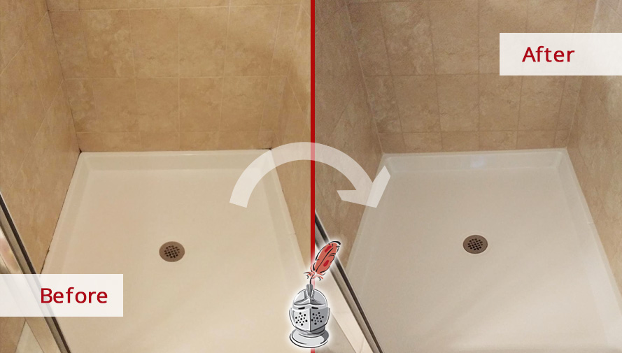 Shower Before and After a Caulking Service in Fort Myers, FL