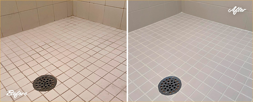 Before and After Picture of a Grout Cleaning Service in Fort Myers, FL.