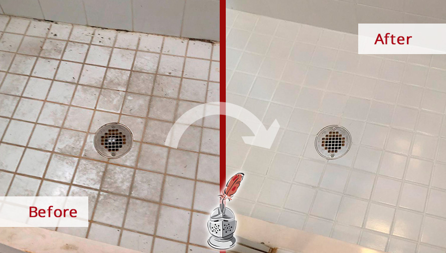 Before and After a Shower Grout Sealing Service in Fort Myers, FL