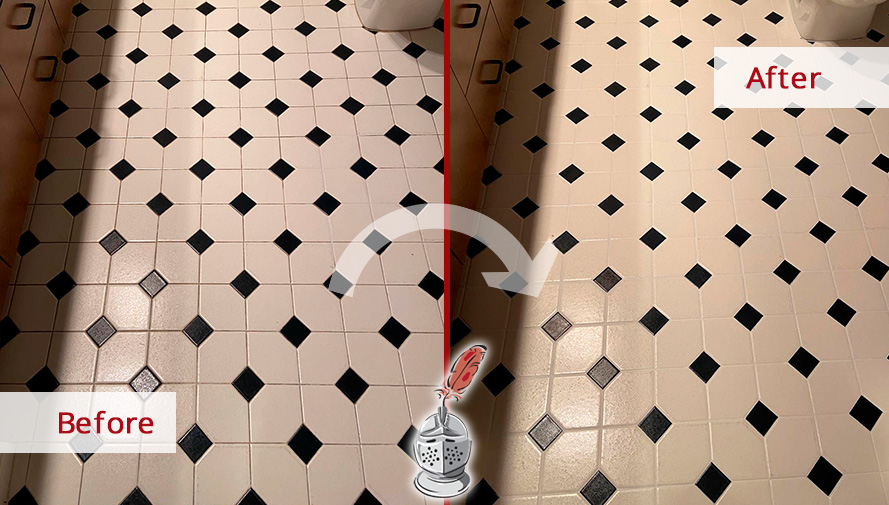 Before and After Picture of a Grout Sealing in Bonita Springs, FL