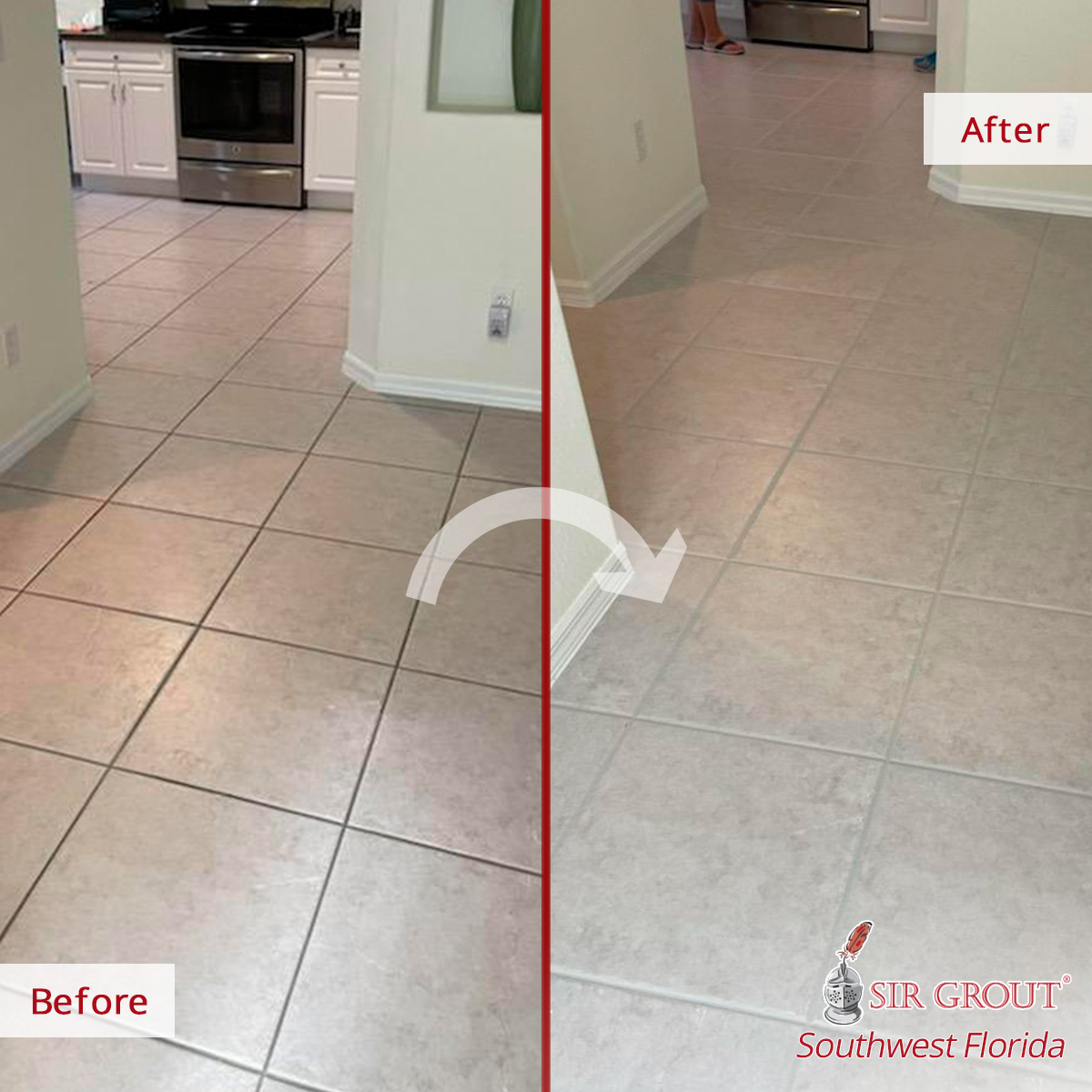 Ceramic Tile Floor Lights Up the Room Thanks to Naples Grout Recoloring
