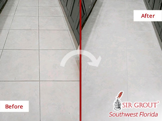 Before and After Our Tile Floor Grout Recoloring in Naples, FL