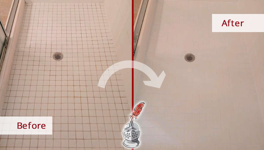 Image of a Shower Before and After a Professional Grout Cleaning in Fort Myers, FL