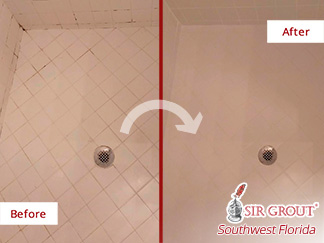 Before and After Shower Tile and Grout Cleaners in Fort Myers, FL