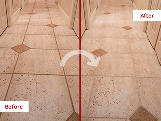 Bathroom Floor Before and After Our Tile and Grout Cleaners in Cape Coral, FL