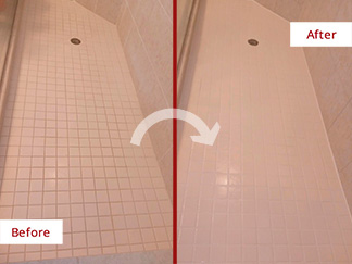 Shower Before and After Our Calking Services in Naples, FL