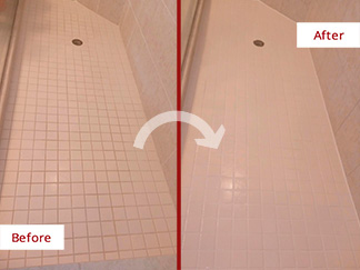 Shower Before and After Our Calking Services in Naples, FL