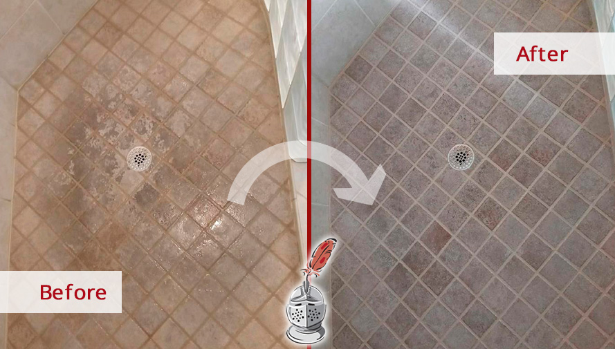 Shower Floor Restored by Our Professional Tile and Grout Cleaners in Fort Myers, FL