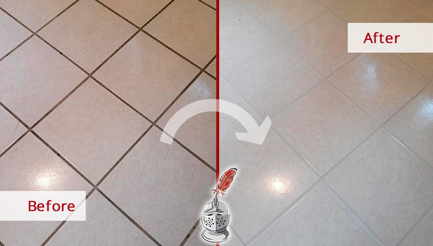 Floor Before and After Our Grout Cleaning in Bonita Springs, FL