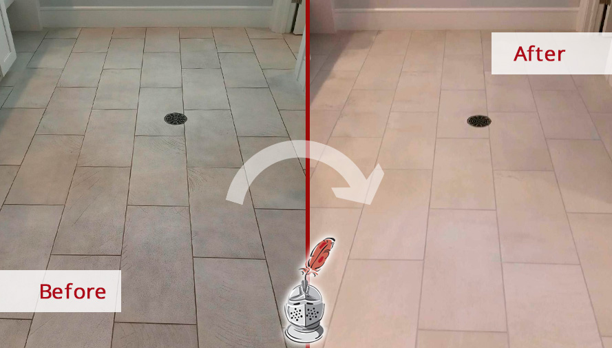 Restroom Floor Restored by Our Professional Tile and Grout Cleaners in Bonita Springs, FL
