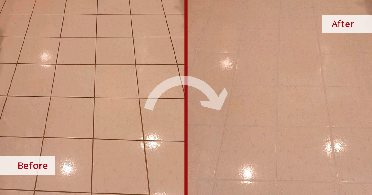Our Grout Cleaning Techs Restored the Condition of This Porcelain Floor