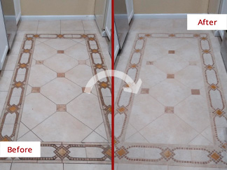 Floors Before and After Our Grout Recoloring in Estero, FL