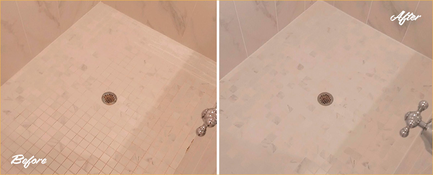 Shower Before and After Our Tile and Grout Cleaners in Fort Myers, FL