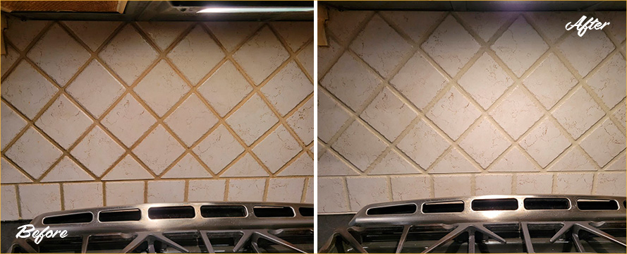 Backsplash Before and After Our Tile and Grout Cleaners in Fort Myers, FL