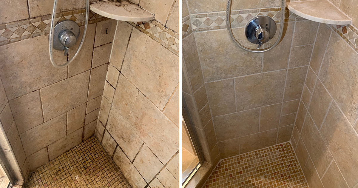 A Dingy Shower in Fort Myers FL Looks Spotless After a Phenomenal Grout