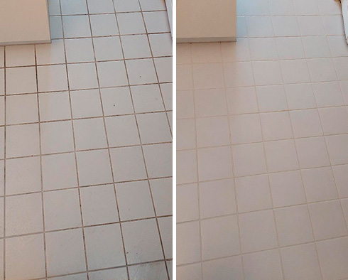 Floor Before and After a Grout Sealing in Fort Myers, FL