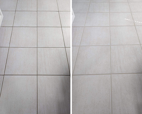 Tile Floor Before and After a Grout Sealing in Naples, FL