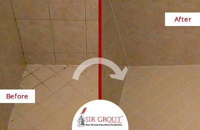 Before and After Picture of a Grout Sealing