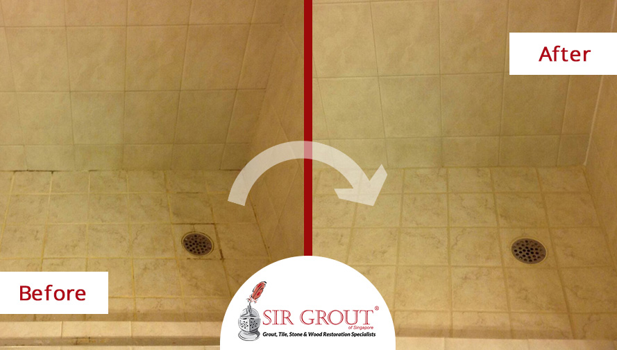 Could a Grout Recoloring Make This Dirty Shower in Naples Look New Again?