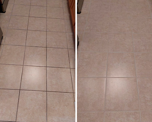 Tile Floor Before and After a Grout Sealing in Naples