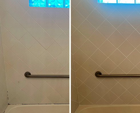 Tile Shower Before and After Our Caulking Services in Naples