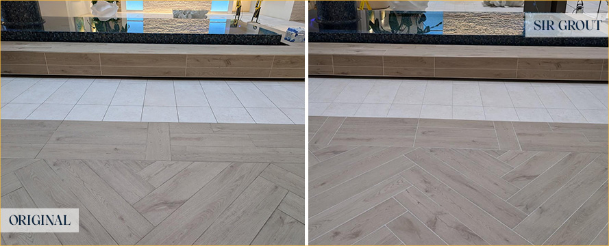 Floor Before and After an Excellent Grout Sealing in Naples, FL 