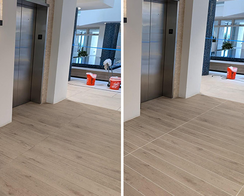 Floor Before and After a Grout Sealing in Naples, FL 