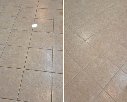 Floor Before and After a Grout Sealing in Cape Coral, FL
