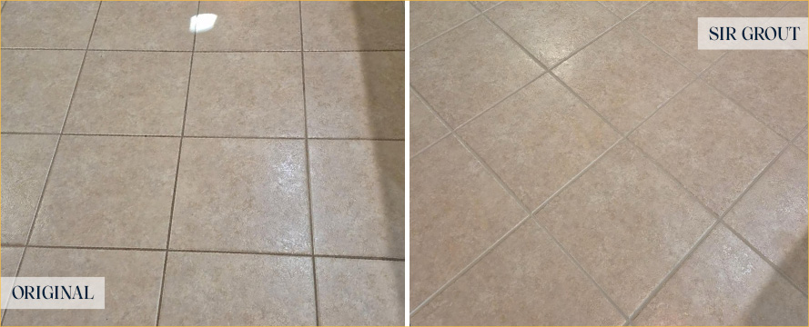 Floor Before and After a Superb Grout Sealing in Cape Coral, FL