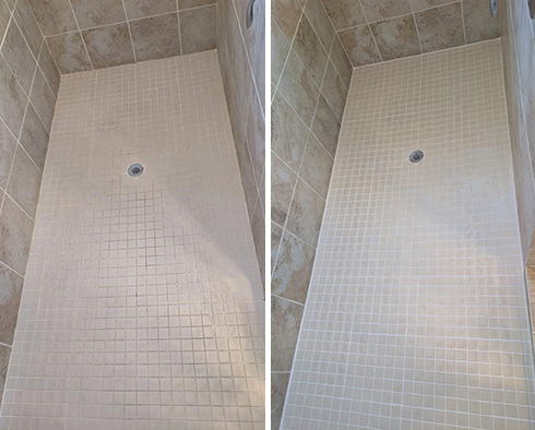 Shower Before and After a Tile Cleaning in Punta Gorda, FL 