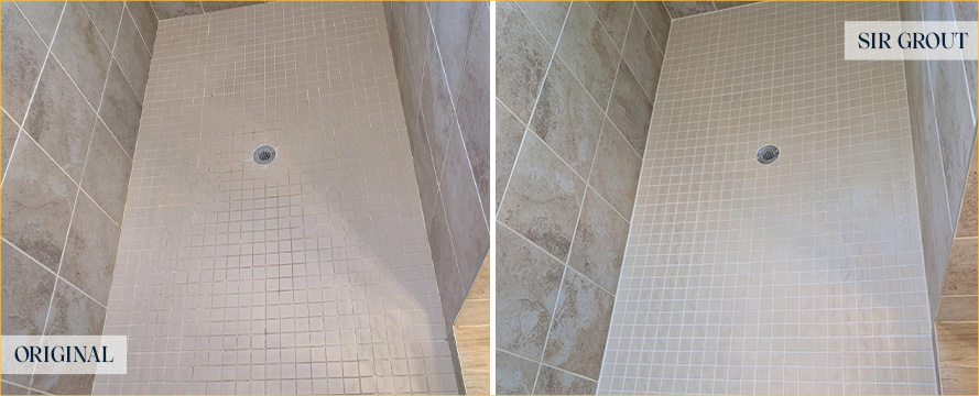 Shower Before and After an Excellent Tile Cleaning in Punta Gorda, FL 