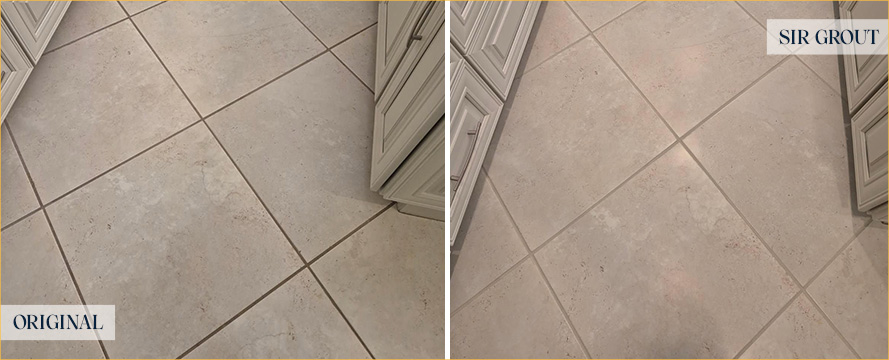 Floor Before and After a Flawless Grout Sealing in Fort Myers, FL
