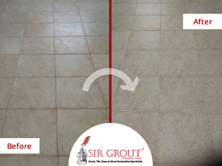Grout Recoloring Spruces Up Stone Tile Floor in Naples, Florida