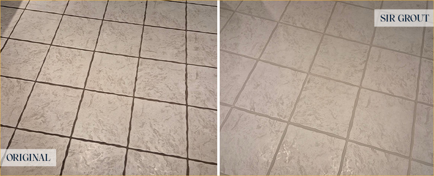 Floor Before and After a Flawless Grout Cleaning in Cape Coral, FL