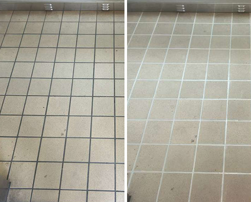 Floor Before and After a Grout Cleaning in Naples, FL