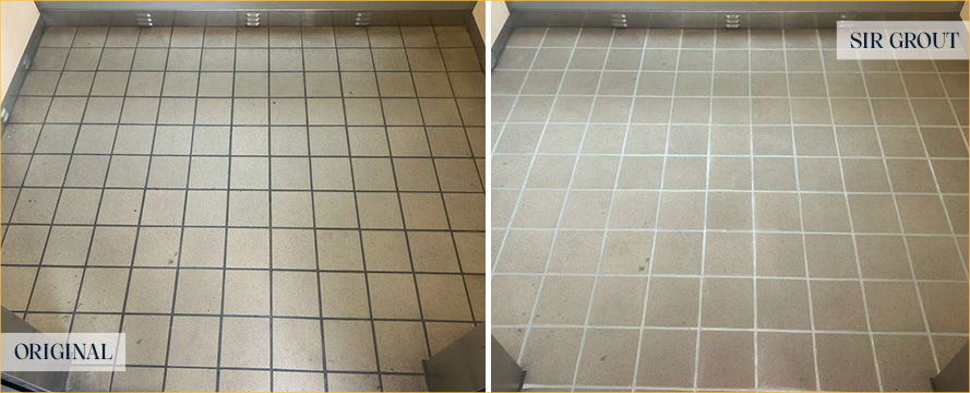 Floor Before and After a Superb Grout Cleaning in Naples, FL