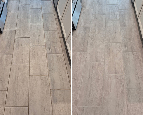 Floor Before and After a Grout Sealing in Naples, FL 