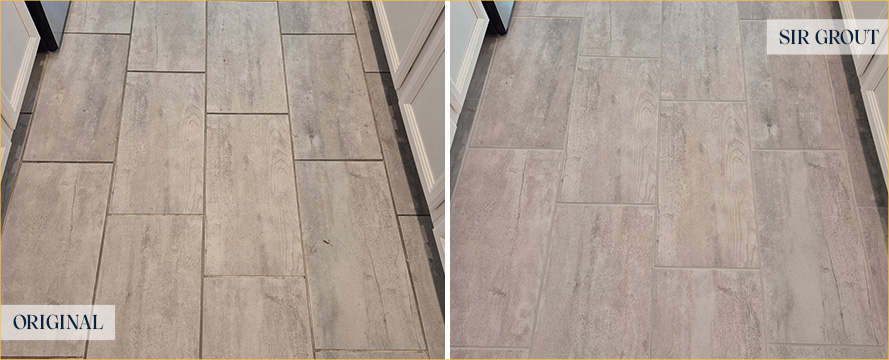 Floor Before and After a Flawless Grout Sealing in Naples, FL 