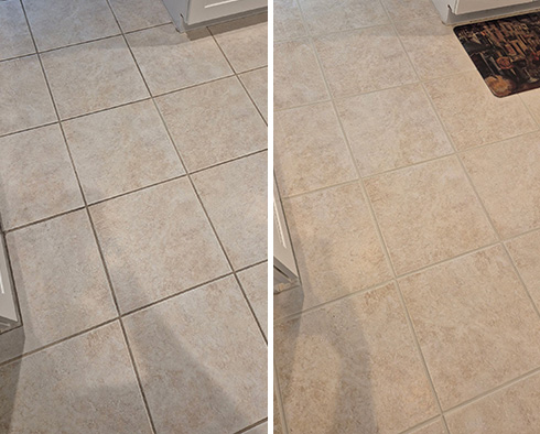 Floor Before and After a Grout Sealing in Fort Myers, FL