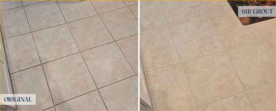 Floor Before and After a Flawless Grout Sealing in Fort Myers, FL